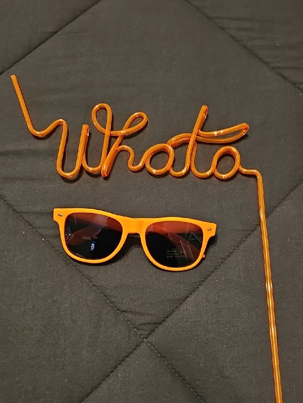 Orange Wayfarer-Style Sunglasses Whataburger And Straw
